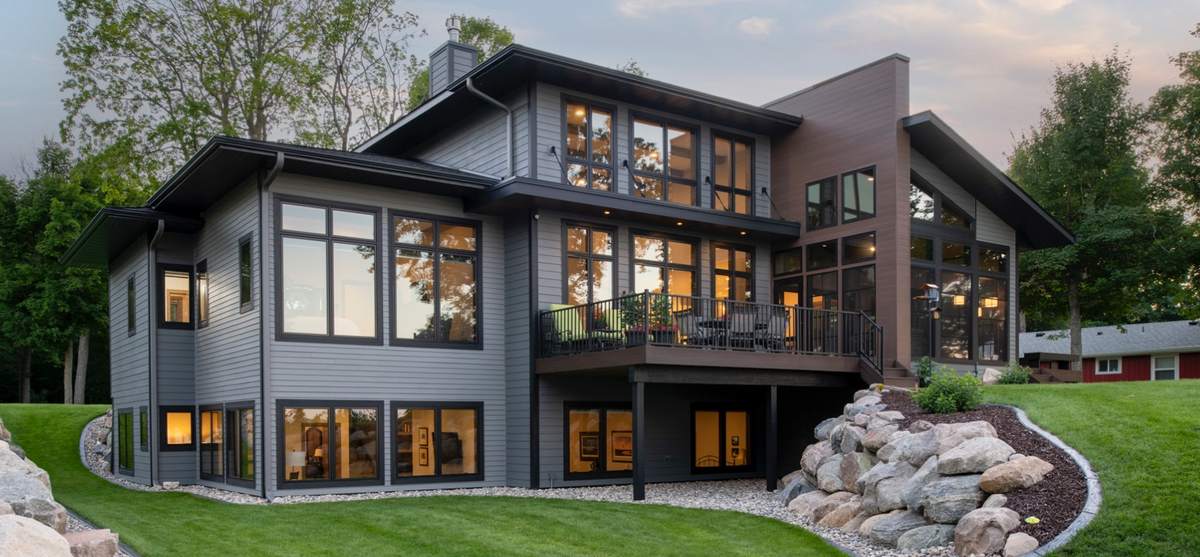 Lakeside Home - GAF HDZ Shingles, James Hardie Siding, Metal Shiplap, EPDM Rubber, Aluminum Gutters
