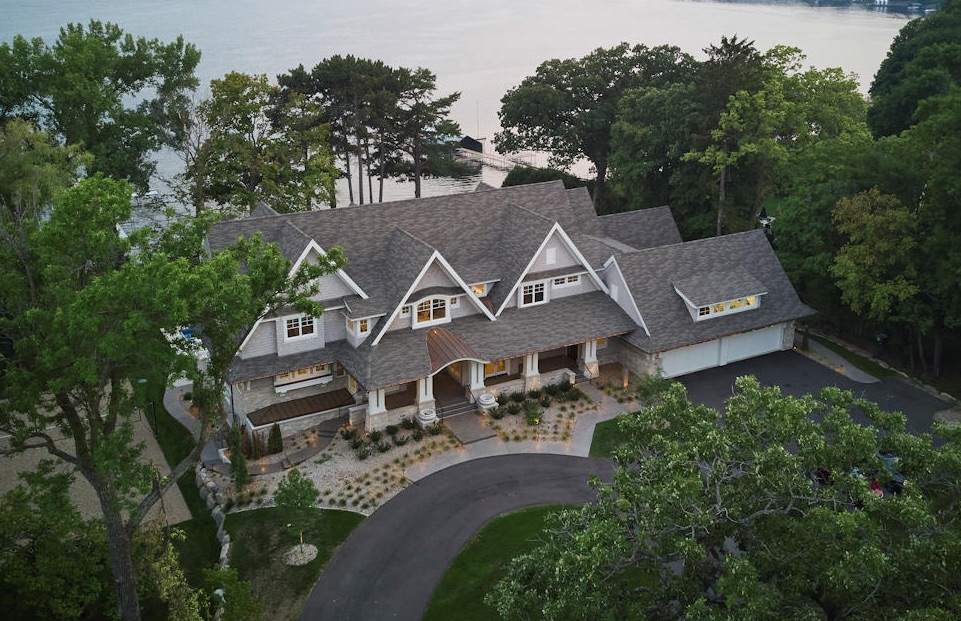 Lake Minnetonka - GAF Designer Shingles, Standing Seam Copper, EPDM Rubber, Copper Half Round Gutters