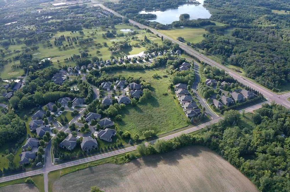 Aerial view of a completed association roof replacement